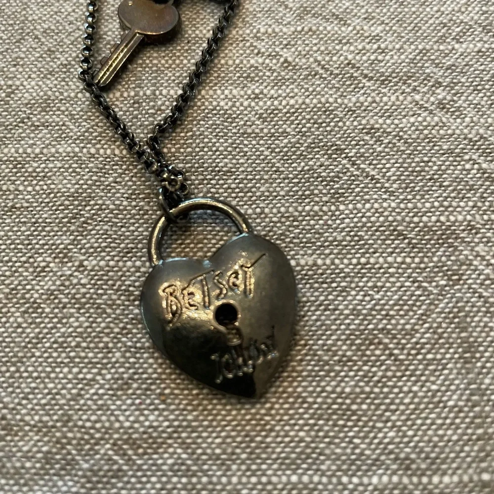Betsey Johnson Black and Silver lock and key Layered Heart Necklace